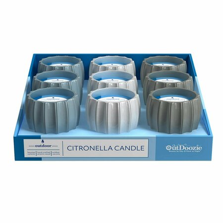MOBILIARIO 4 in. Ceramic Contour Citronella Candle Assorted Color, 9PK MO3302288